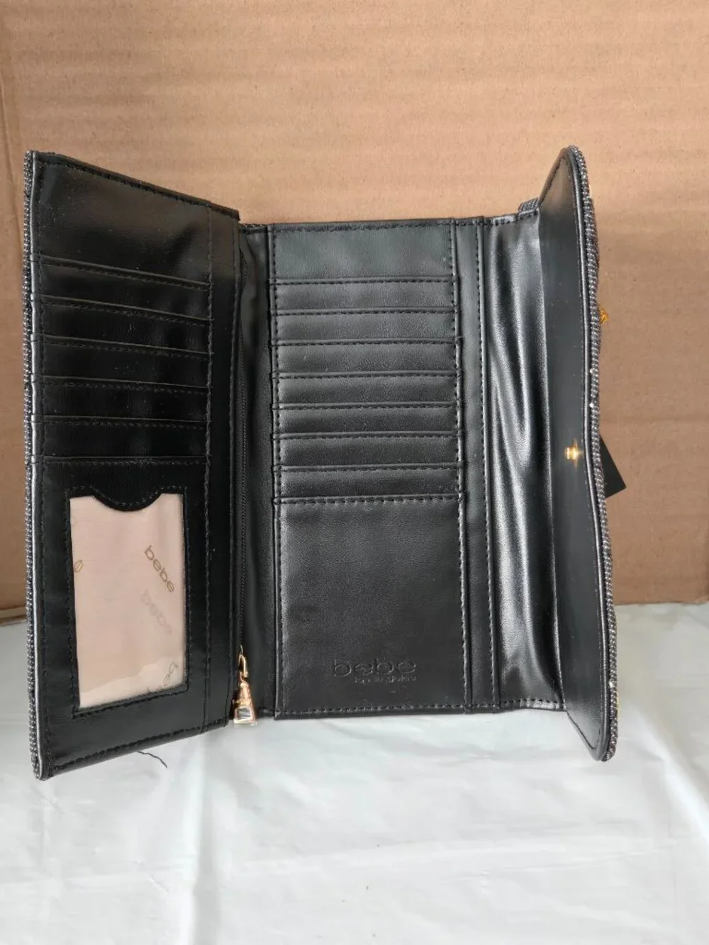 bebe Los Angeles Black Quilted Wallet Wristlet NWT Gold Hardware